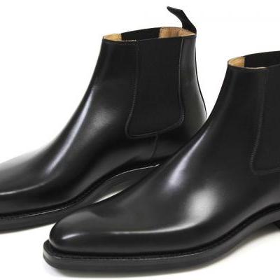 Handmade Men black chelsea Boots,Men's Ankle Boot