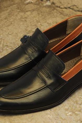 New Men's Handmade Black Leather Loafer Slip On Stylish Dress & Formal Moccasin Shoes