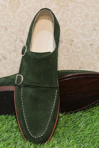 Men’s New Handmade Green Suede Leather Double Monk Strap Shoe, Men’s New Handmade Formal boots